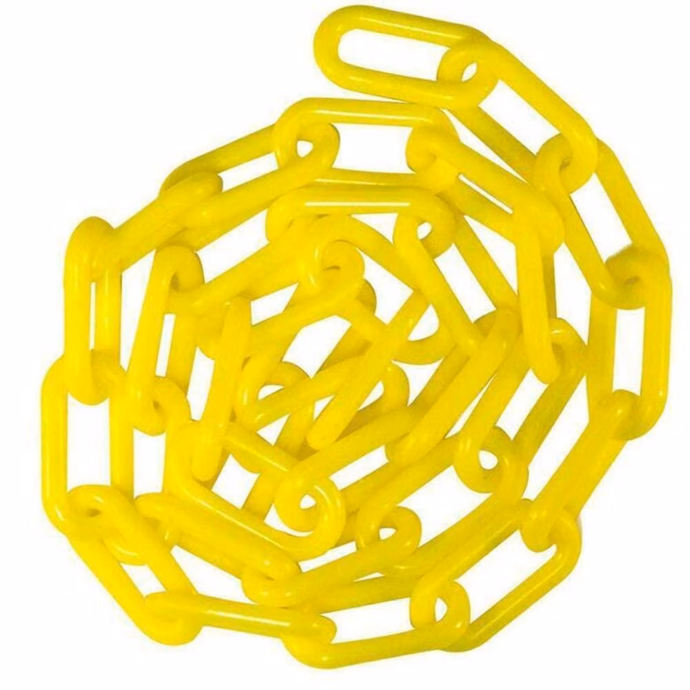 Barriere catena in plastica, 2 metri x 8 mm, colore giallo, per parcheggi e giardini