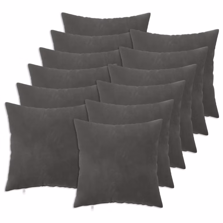 Set di 12 federe vidaXL HEERLEN in velluto grigio scuro, L/P: 40 x 40 cm