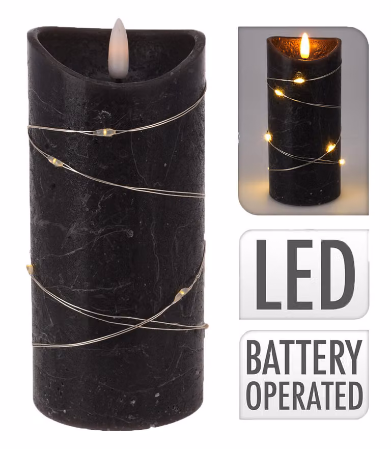 candela LED 7x15cm 1LED/10LED NERO