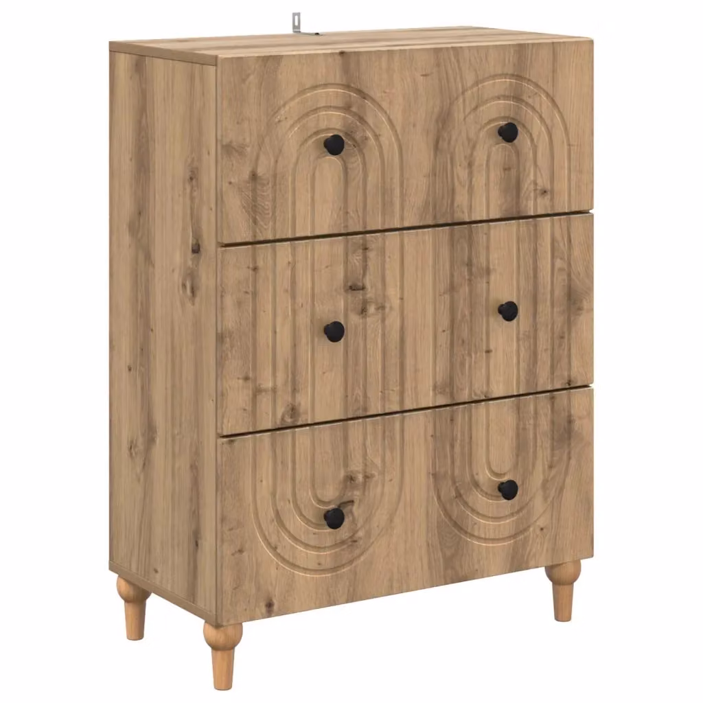Mobile con Cassetti Moderno vidaXL in Legno e Metallo Marrone L: 66 cm, P: 34,5 cm, H: 90 cm – 2