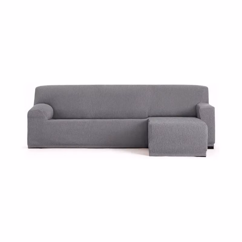 Copridivano elastico Troya EFFEZ per divano angolare con penisola a destra, grigio, bracciolo corto, 250/310 cm – 2