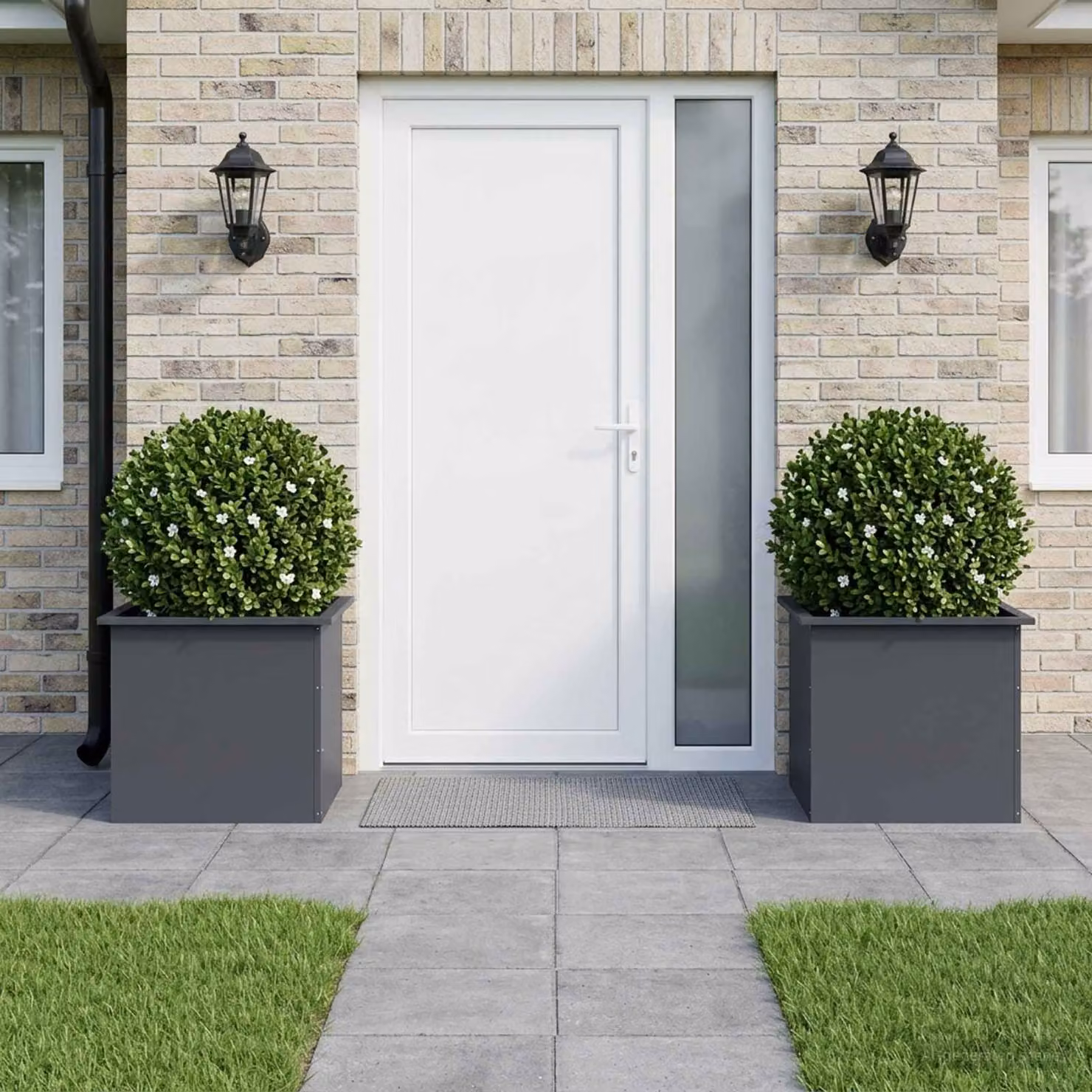 vidaXL Fioriera da giardino con LED 2 pz Antracite 50 x 60 x 48 cm