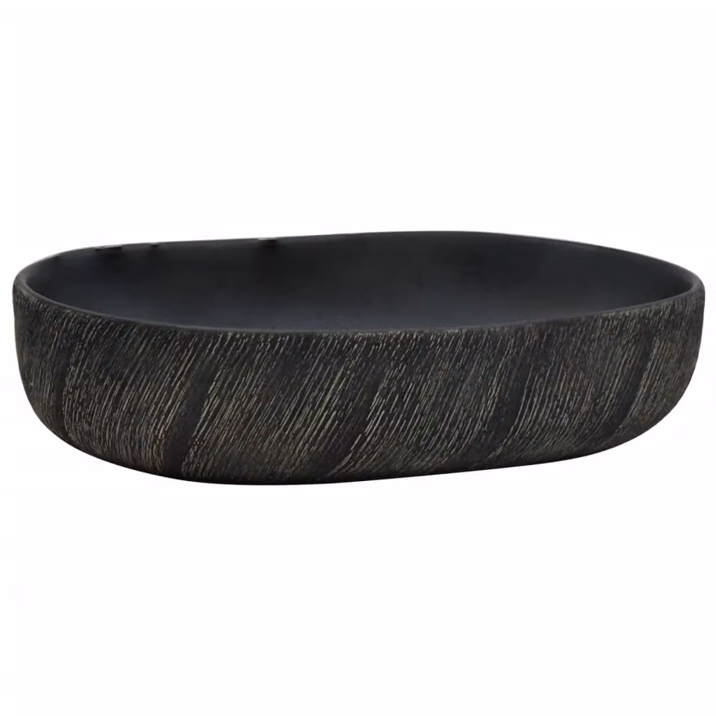 Lavabo da Appoggio Nero Ovale 59x40x14 cm Vetroceramica