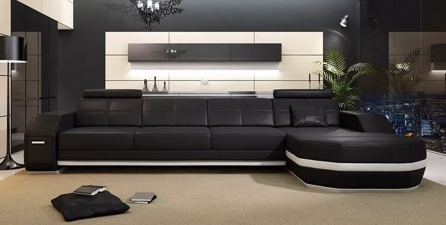 Designer luxus couch polster ecke sitz eck wohnlandschaft leder garnitur L-Form