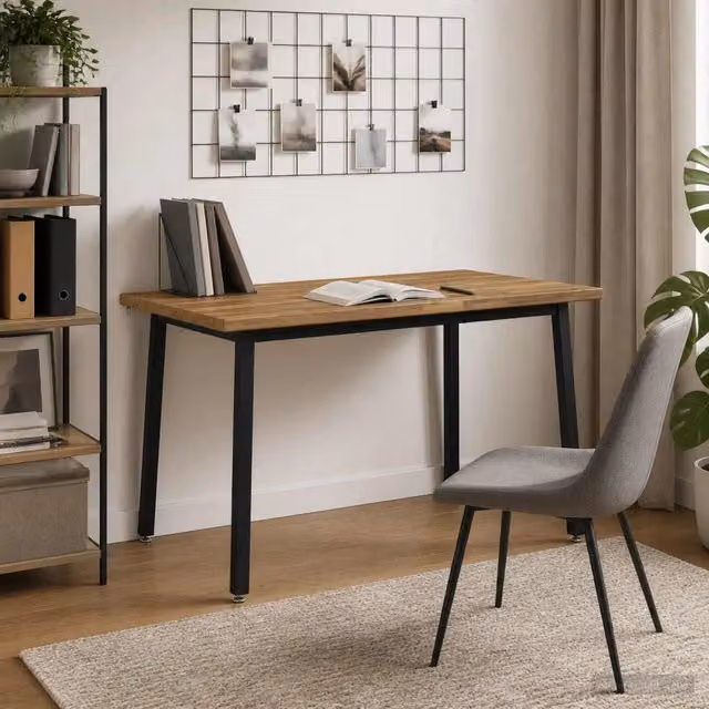 Tavolo da pranzo rettangolare moderno vidaXL in legno di acacia bianco e nero L: 120 cm, P: 70 cm, H: 75 cm