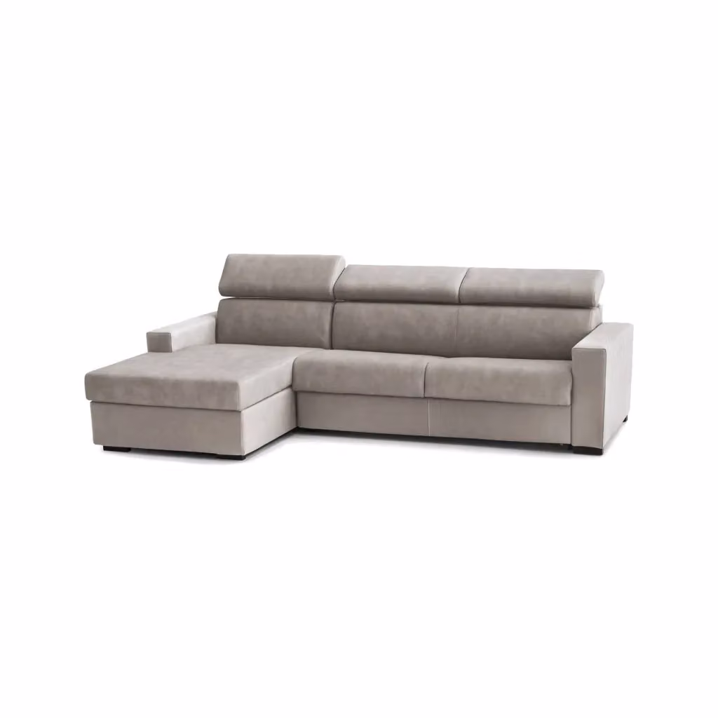 Divano ad angolo Aryaly TALAMO ITALIA con chaise longue contenitore a sinistra, rivestimento in tessuto tortora, L: 280 cm, H: 85 cm, P: 95 cm – 2