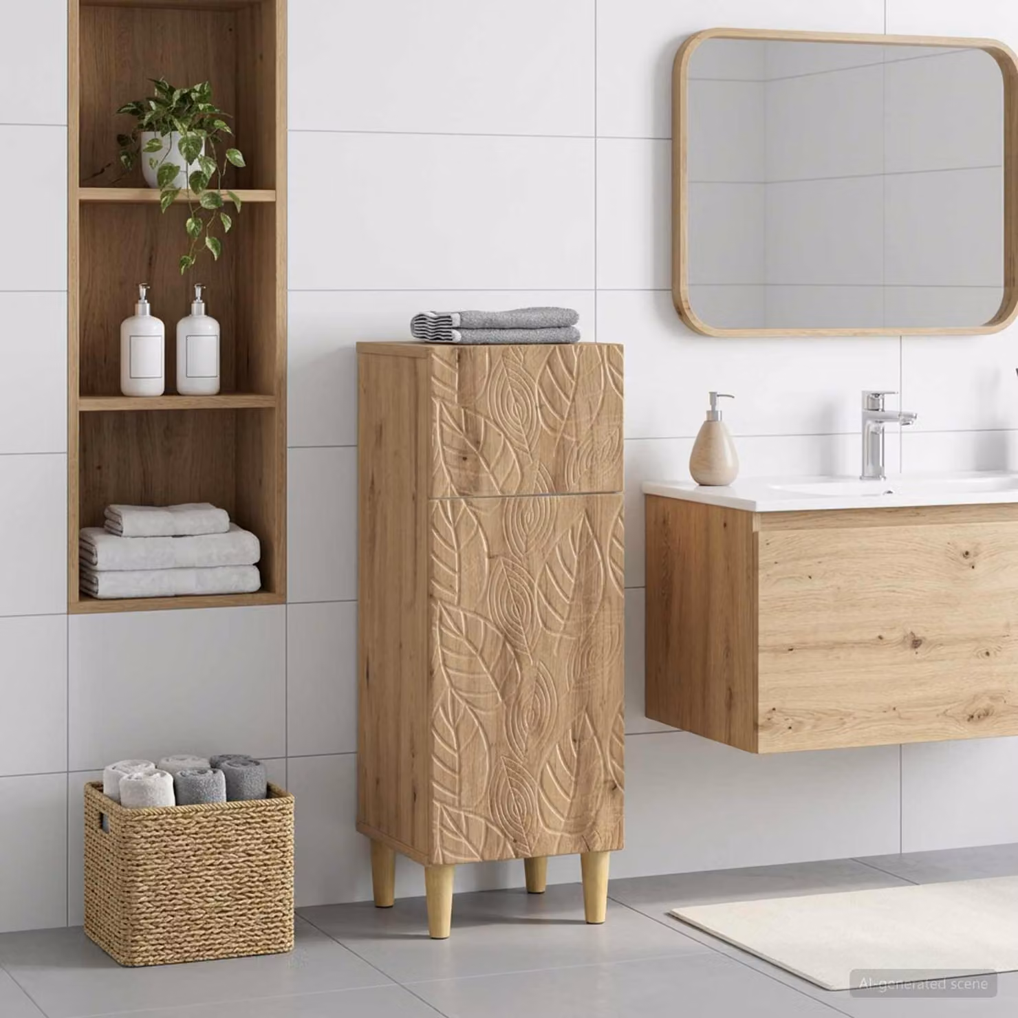 Mobiletto da Bagno Moderno vidaXL in Rovere Marrone con Ante a Battente e Ripiani Interni L: 30 cm, P: 31 cm, H: 80 cm