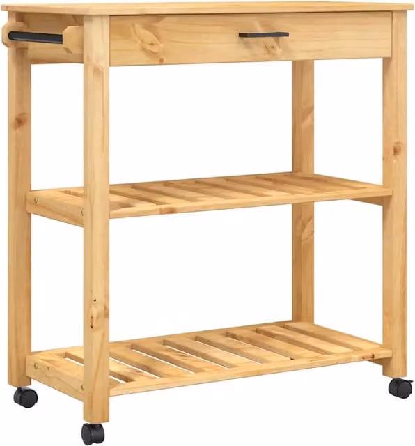 Carrello da Cucina-Scaffale per Cucina MONZA 84x40x88,5 cm in Legno Massello di Pino 426249