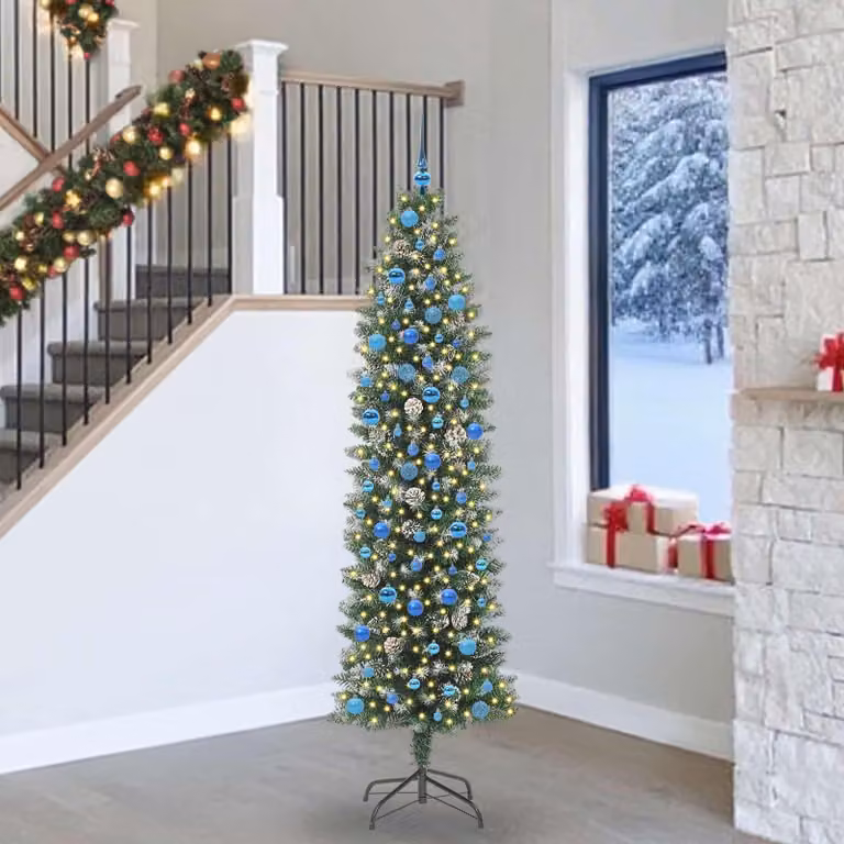 Maison Exclusive - Albero di Natale artificiale slanciato, verde e bianco, 240 cm