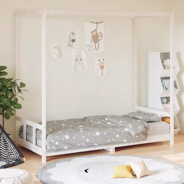 Letto a casetta per bambini vidaXL in legno di pino bianco L/P/H: 190 x 90 x 150 cm
