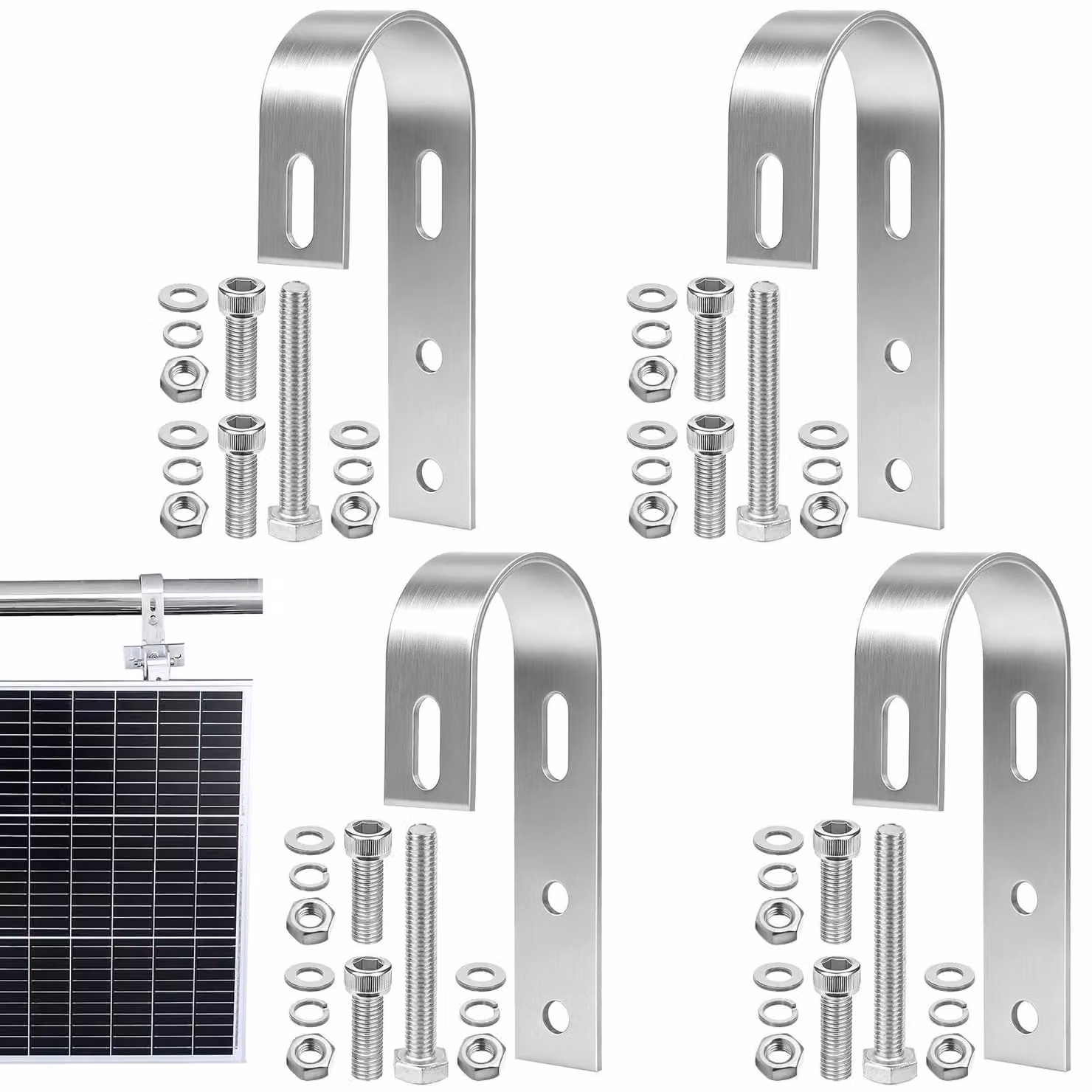 Supporto per centralina fotovoltaica da balcone, 4 ganci universali per moduli fotovoltaici