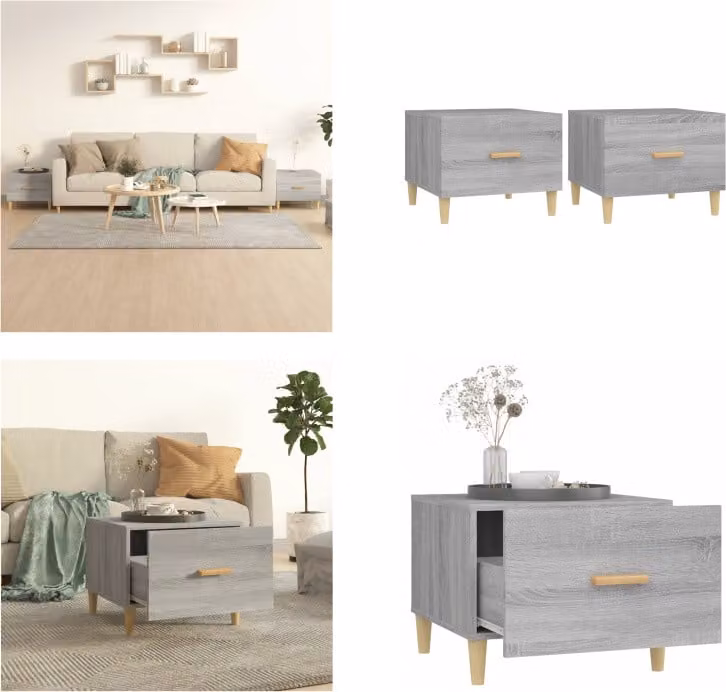 vidaXL Tavolini 2 pz. Grigio Sonoma 50x50x40 cm Materiale a base di legno - Tavolino - Tavoli da caffè - Tavolino - Tavolo da divano