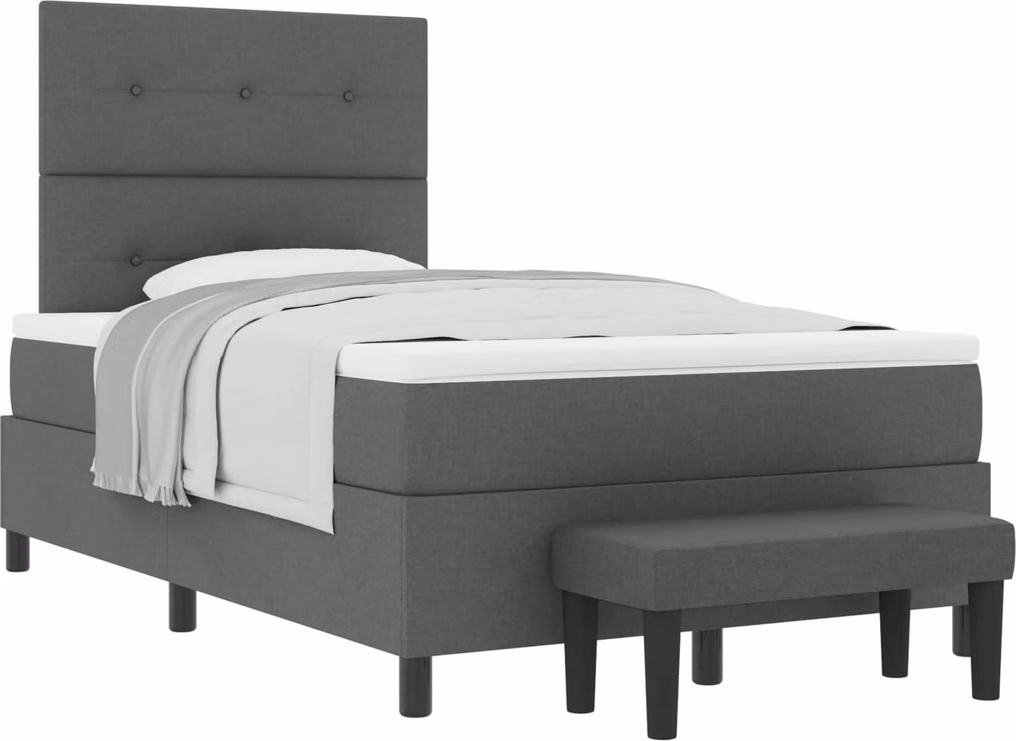 Letto boxspring con cuscini, grigio scuro, 120 x 200 cm, tessuto