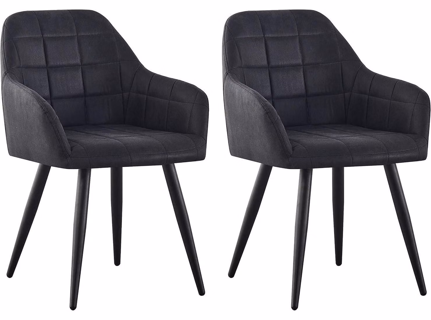 Sedia da pranzo - Sedia a forma di conca - Set da 2 - Sedia di design - Sedia da cucina - Ecopelle - Gambe in metallo