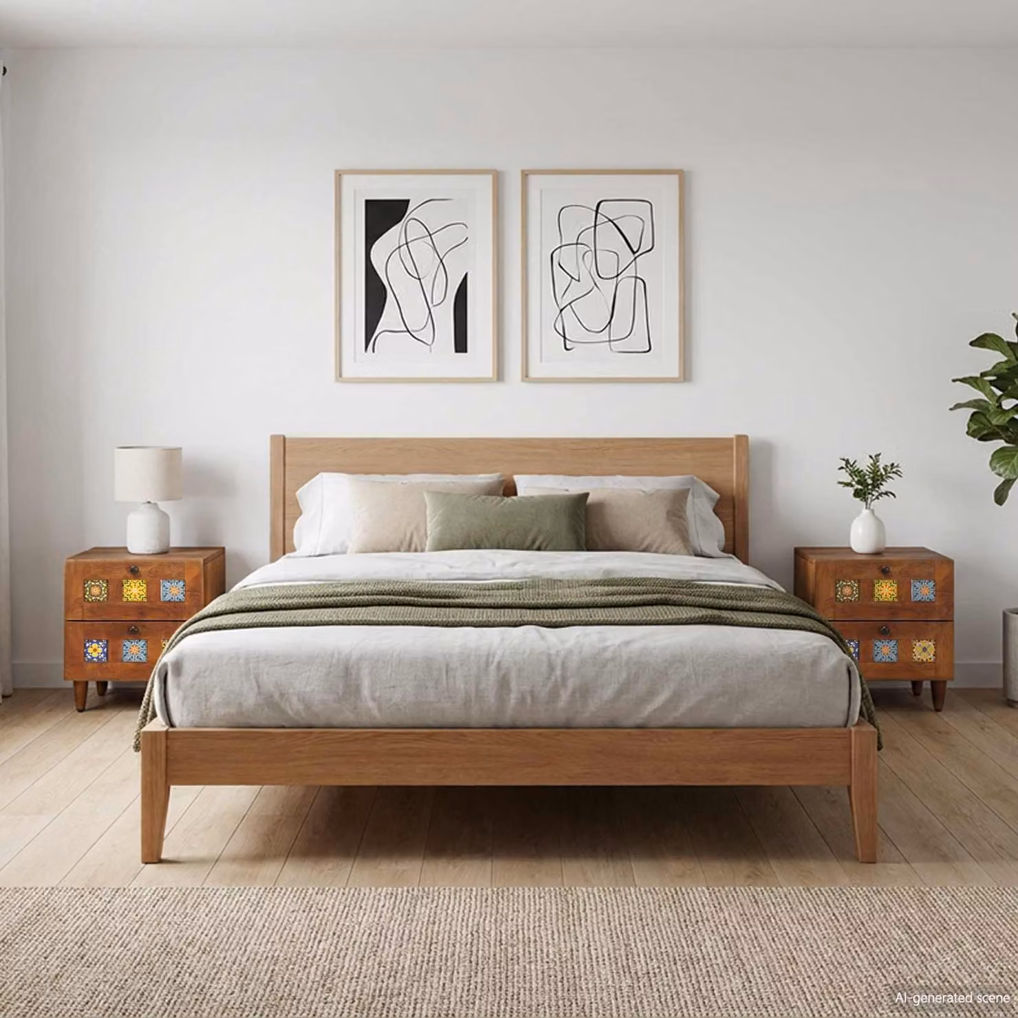 Set di 2 Armadi da Notte vidaXL in Legno di Mango Marrone Stile Rustico L 40 cm x P 33 cm x H 46 cm