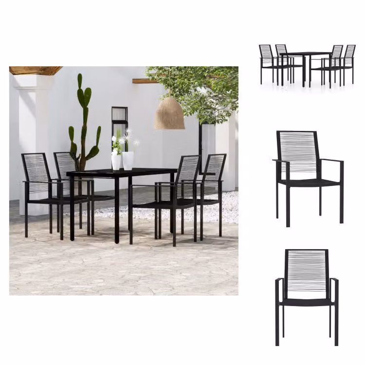 vidaXL Set da pranzo da giardino 5 pezzi nero - Set di mobili da giardino