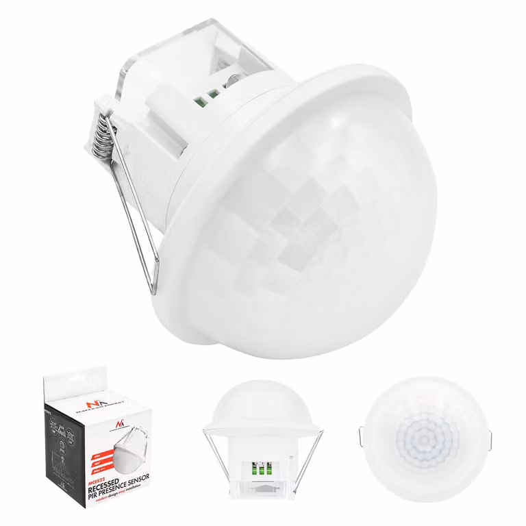 Sensore di presenza Maclean PIR, montaggio a incasso, portata 10 x 40 metri, 1000 W/2000 W, 220–240 V AC, 50/60 Hz, grado di protezione IP54, modello MCE822