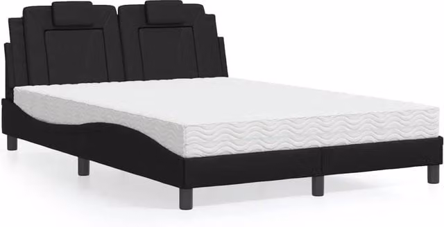 Letto Viana vidaXL con materasso in similpelle nero, L/P/H: 140 x 200 cm