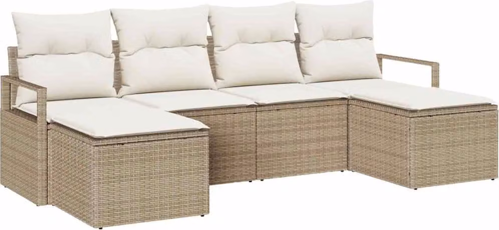 Set di divani 6 pcs Beige polyrattan