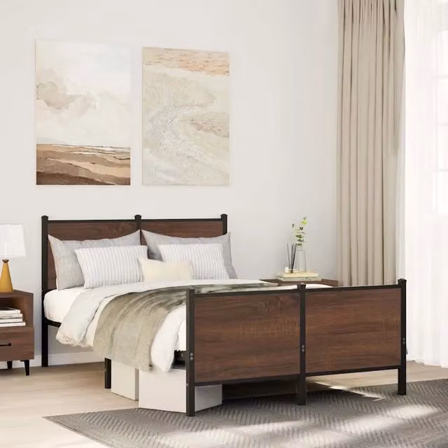 Struttura Letto in Metallo Design Mania Colore Marrone Rovere L/P: 120 x 200 cm