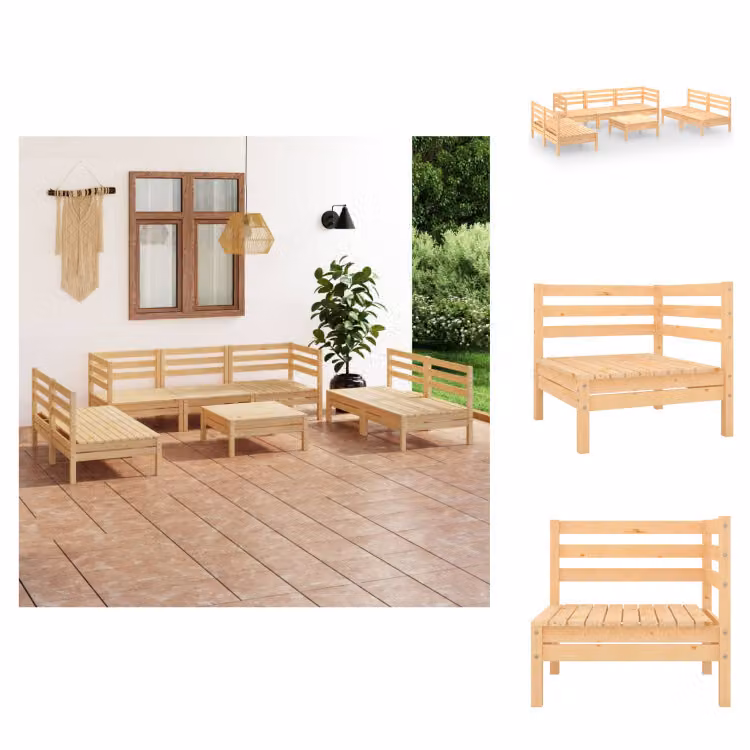 vidaXL set salotto da giardino 8 pezzi in pino massello - Set di mobili da giardino