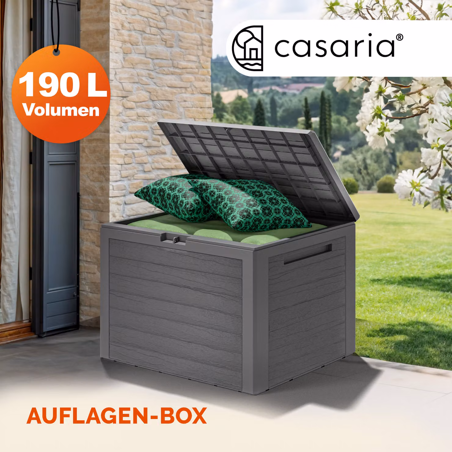Baule da giardino Lille Casaria grigio L: 78 cm, P: 43,8 cm, H: 55 cm – 2