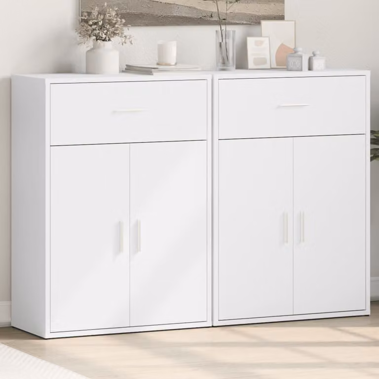 Set di 2 credenze moderne vidaXL bianche in legno e MDF da parete L: 60 cm, P: 30 cm, H: 84 cm