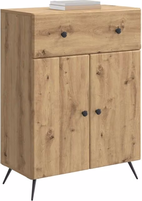 Credenza Buffet in Rovere Artigianale con Cassetto, Colore Marrone, L 66 cm x P 34,5 cm x H 90 cm