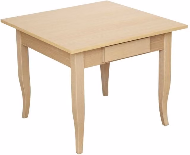 Tavolino quadrato con 1 cassetto in legno di faggio grezzo Mobili 2G L/P/H: 50 x 50 x 45 cm