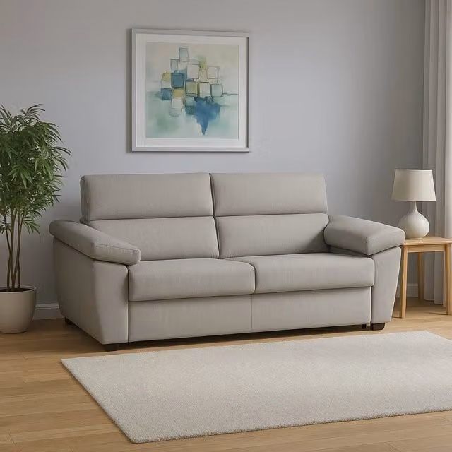 Divano Letto 2 Posti Fisciano DMORA Grigio Chiaro con Rivestimento Sfoderabile e Contenitore Made in Italy L: 205 cm, P: 95 cm – 1