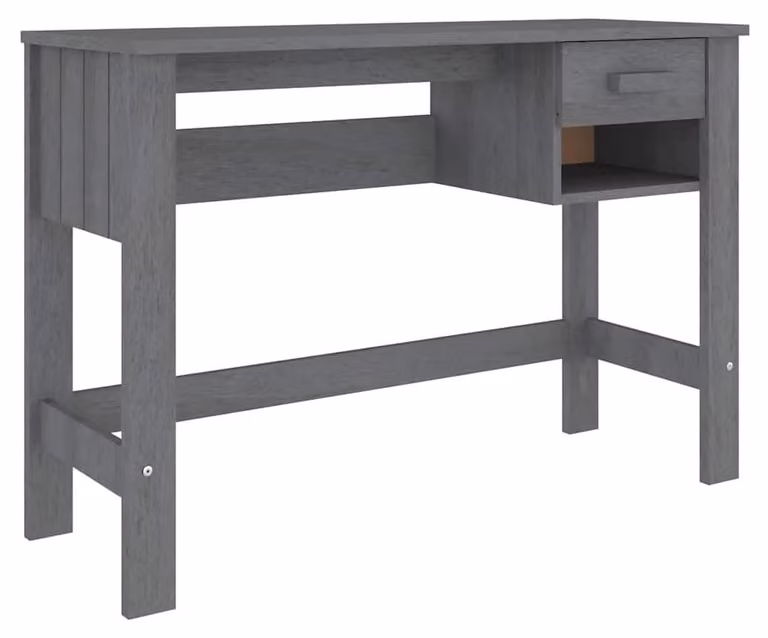 Scrivania in legno massello, color grigio scuro, dimensioni 110 x 40 x 75 cm