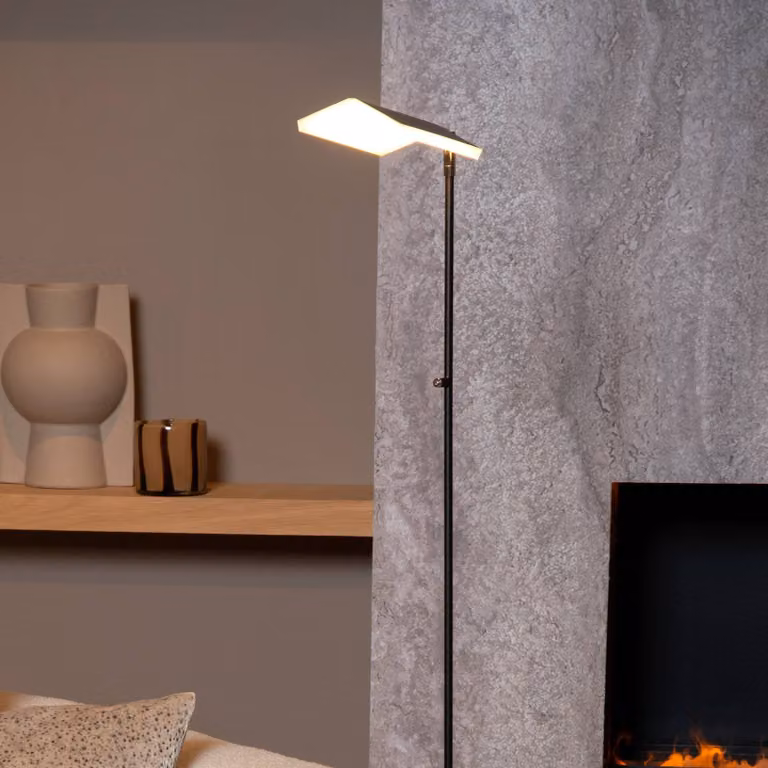 Lucide Lampada da terra a LED Aaron, dimmerabile, Nero, Soggiorno / Sala da pranzo, Metallo, Moderno, Lampada LED da terra