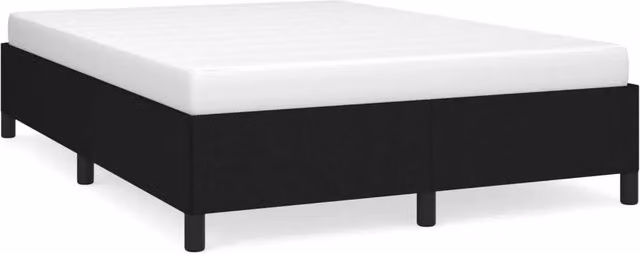 Letto matrimoniale moderno in tessuto nero con struttura imbottita e doghe in legno L/P/H: 140 x 190 x 35 cm – 1