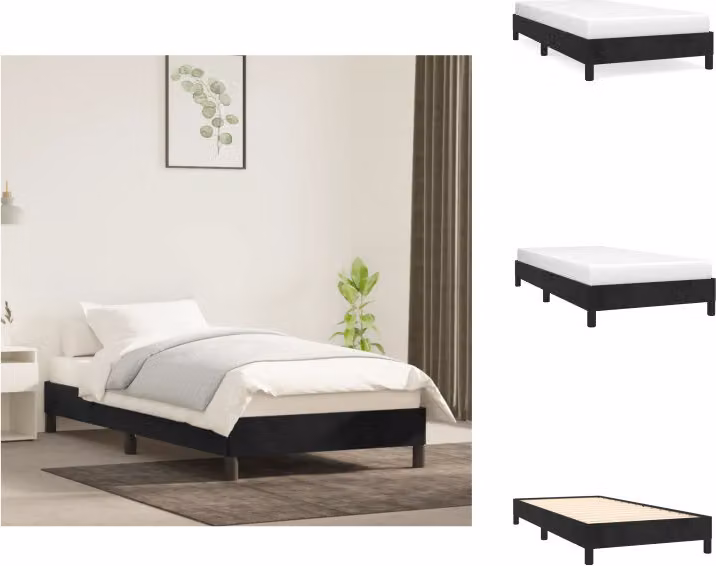 vidaXL Struttura letto nera 90x200 cm in velluto - Letti e strutture letto