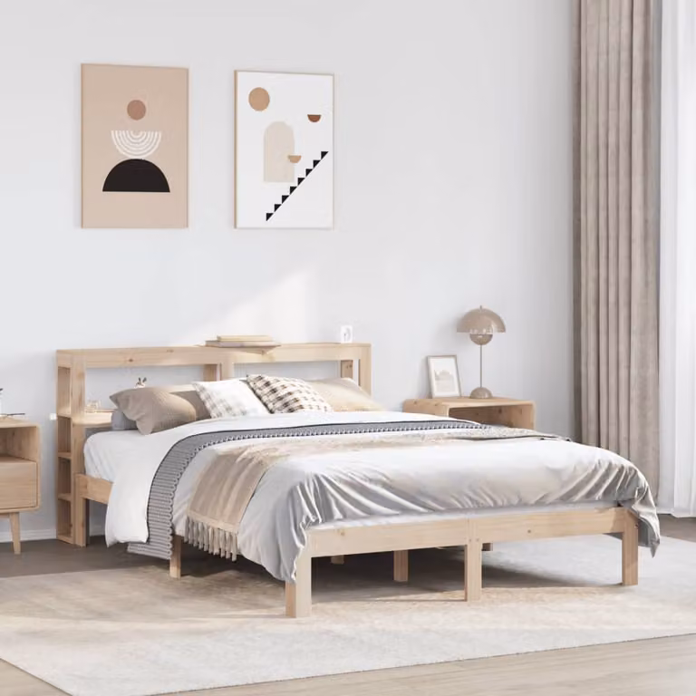 vidaXL Giroletto con Testiera in Legno Massello di Pino, Colore Marrone, L/P: 160 x 200 cm
