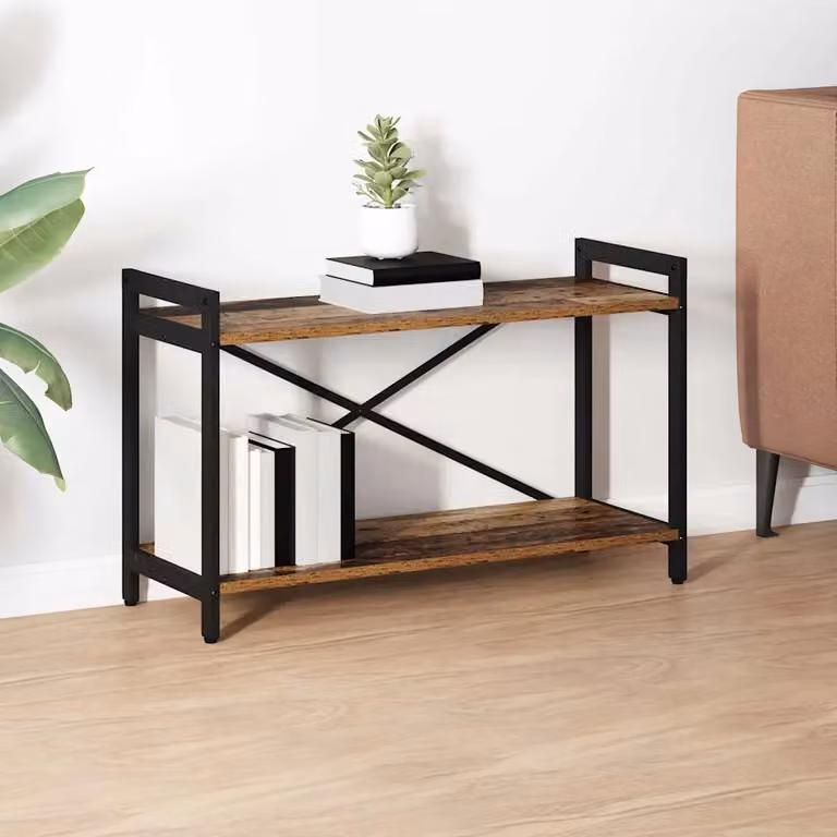 Libreria stile industrial vidaXL in legno e metallo, colore marrone, L 80 x P 30 x H 50 cm