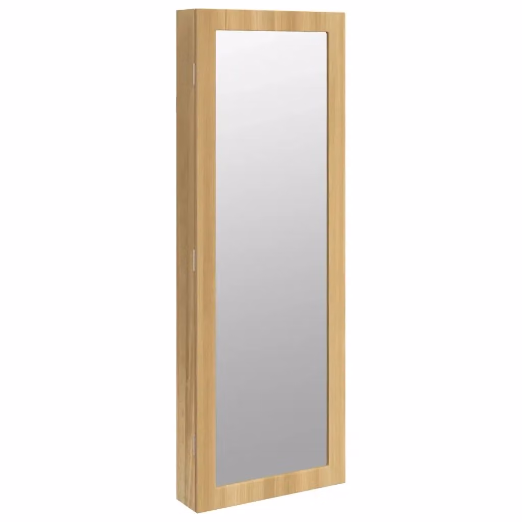 Armadio Portagioie vidaXL con Specchio, Luci LED e Serratura, da Appendere alla Parete, Marrone – 2