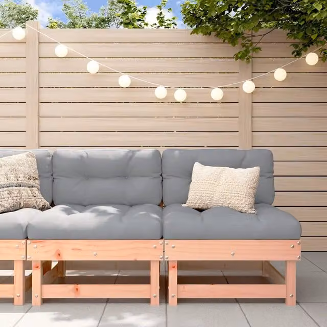 Set di 2 divani vidaXL in legno massello di Douglas con cuscini grigi per giardino e terrazzo – 1