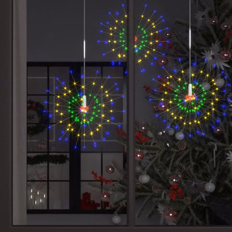 Living Store, Luci per fuochi d'artificio, 4 pezzi, decorazioni natalizie, multicolore, 20 cm, 560 LED