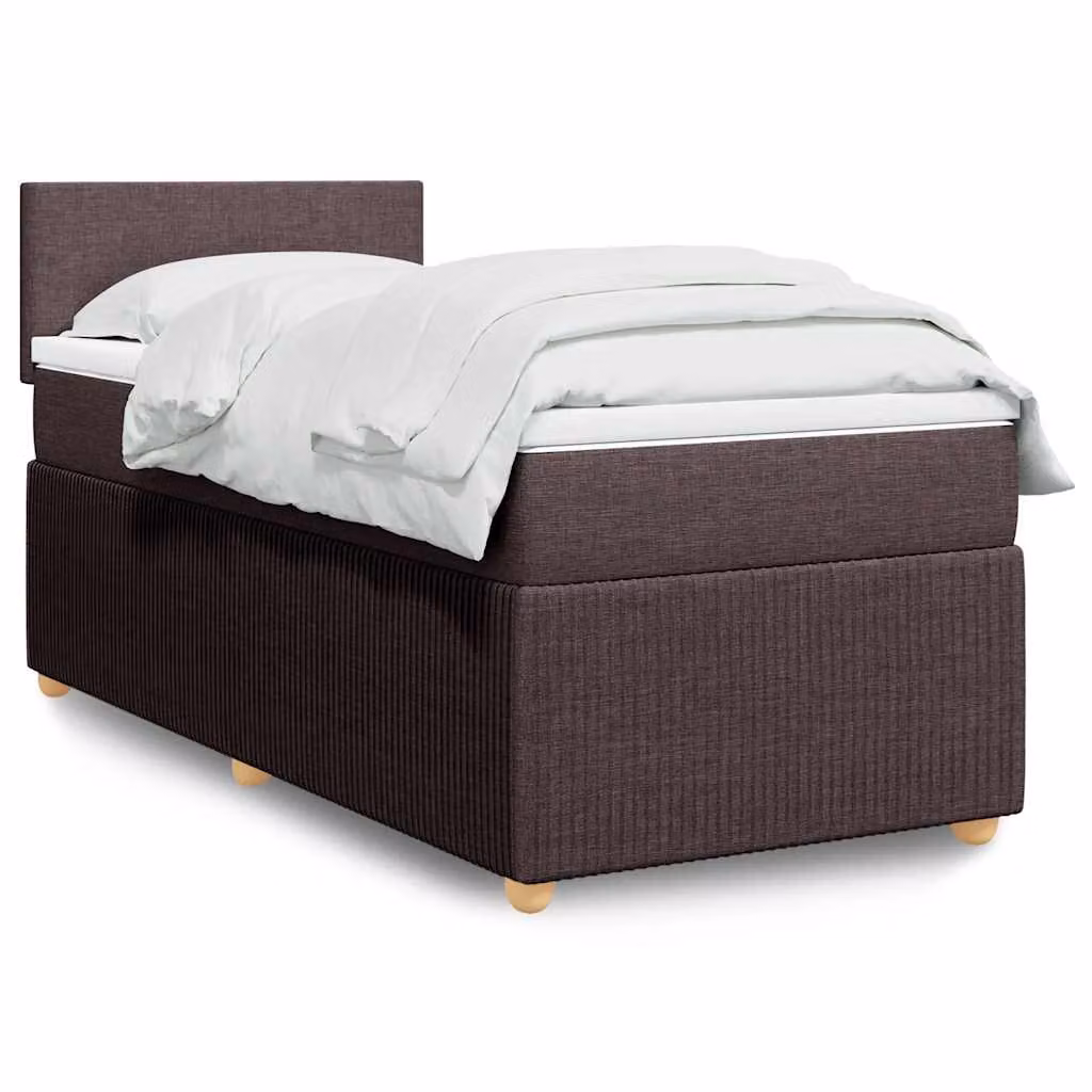 vidaXL Giroletto a Molle con Materasso Ibrido in Tessuto Marrone e Bianco L/P/H: 80 x 200 cm