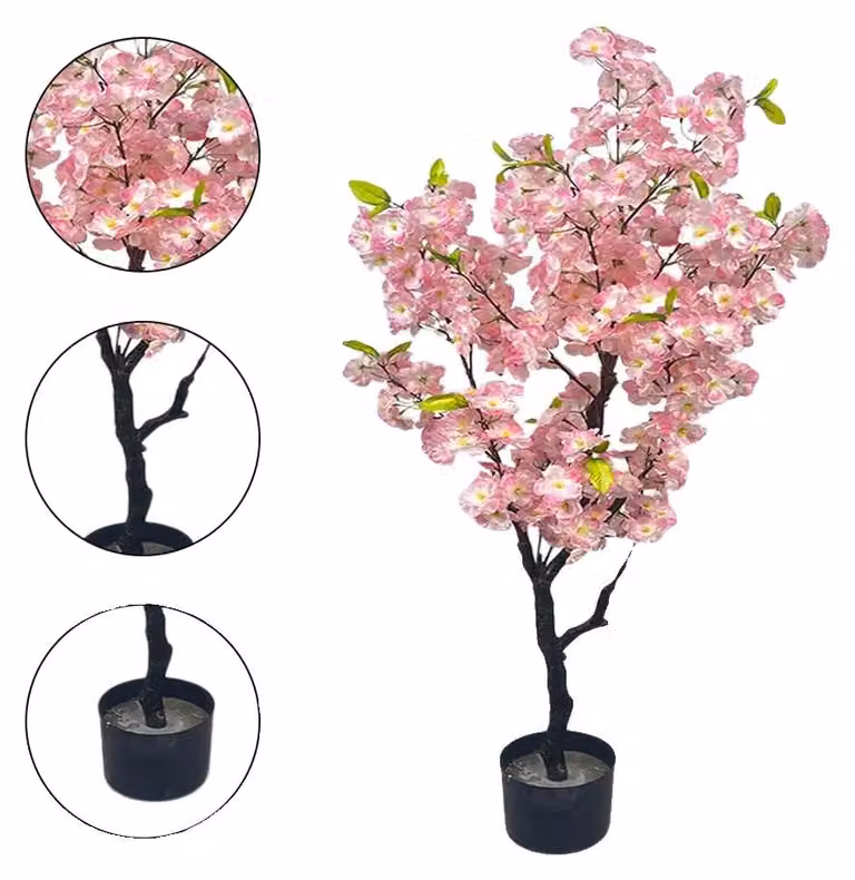 Albero di ciliegio artificiale, con rami regolabili, senza manutenzione, altezza 120 cm
