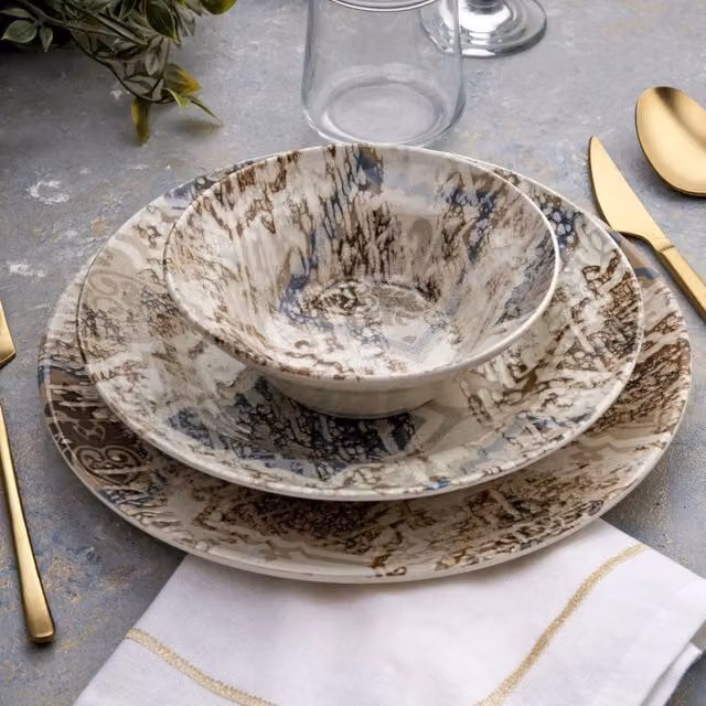 Servizio piatti Nininori in ceramica, set da 24 pezzi, multicolore
