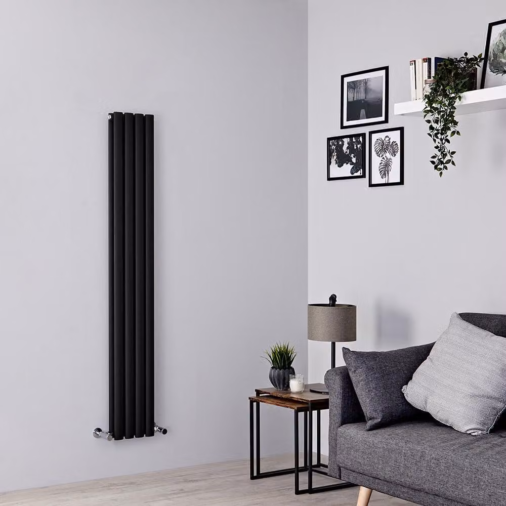 Radiatore Verticale Termosifone Nero Opaco - 645W - 1600 x 236mm - Revive
