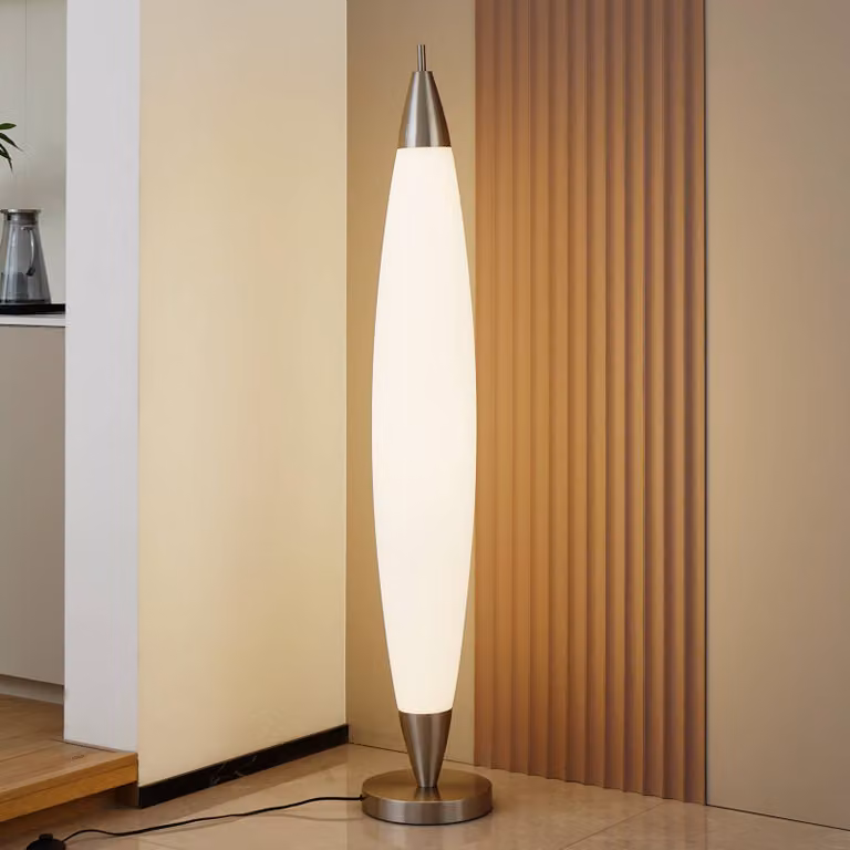 Lampada da terra a LED Tarell Lucande, dimmerabile, Bianco / Opale, Soggiorno / Sala da pranzo, Plastica, Moderno, Lampada LED da terra