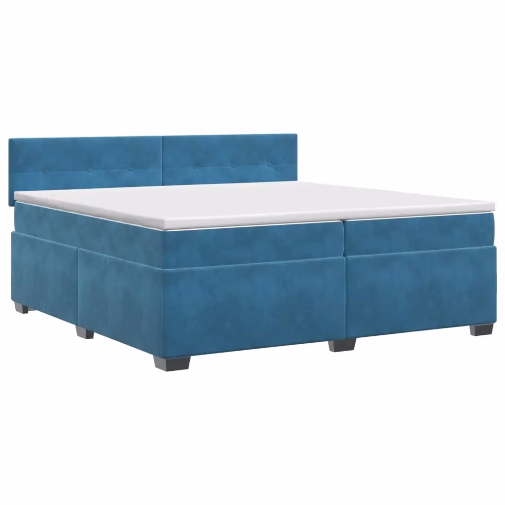 Letto box spring con materasso ibrido vidaXL in velluto blu, con base a sollevamento, L/P/H: 200 x 200 x 46 cm – 2