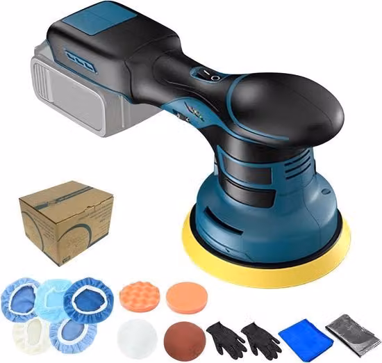Levigatrice professionale Makita LXT compatibile con batteria 21V, diametro 15 cm, velocità variabile fino a 5700 rpm, colore blu