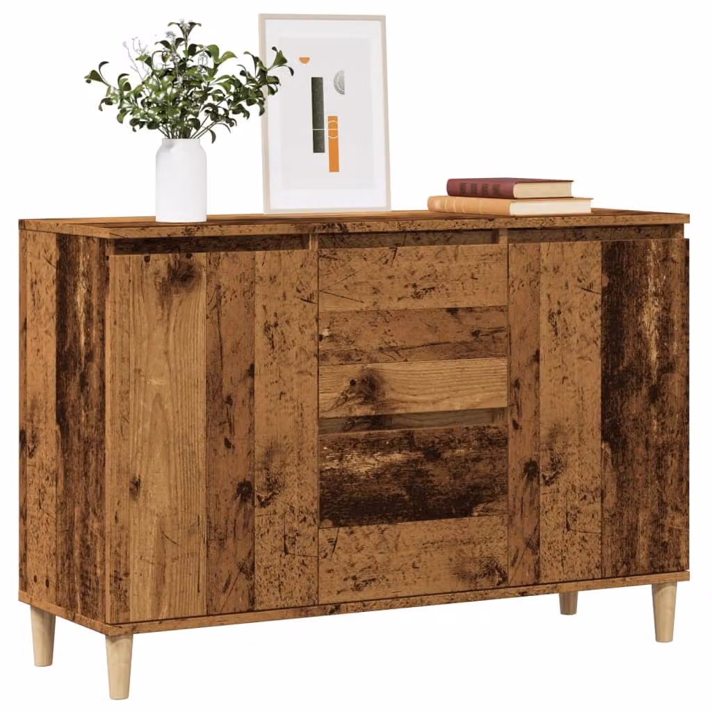 Credenza vidaXL in legno multistrato e MDF, stile minimalista, colore marrone e nero, L: 102 cm, P: 35 cm, H: 70 cm