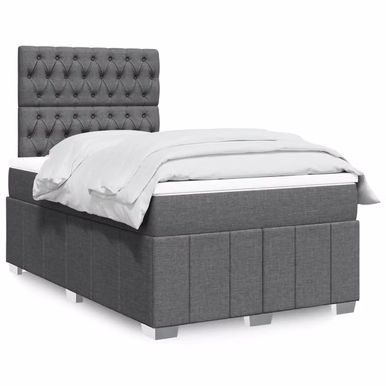 vidaXL Letto Ibrido con Materasso e Struttura Imbottita Grigio e Bianco L/P/H: 120 x 200 x 150,5 cm