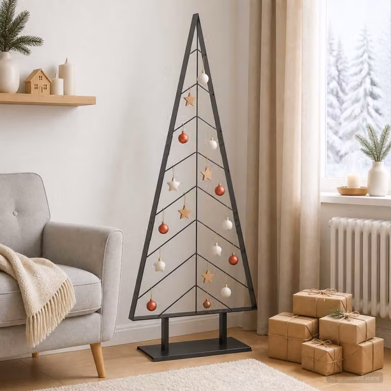 Albero di Natale moderno vidaXL KUOPIO in metallo nero con supporto, Altezza: 150 cm