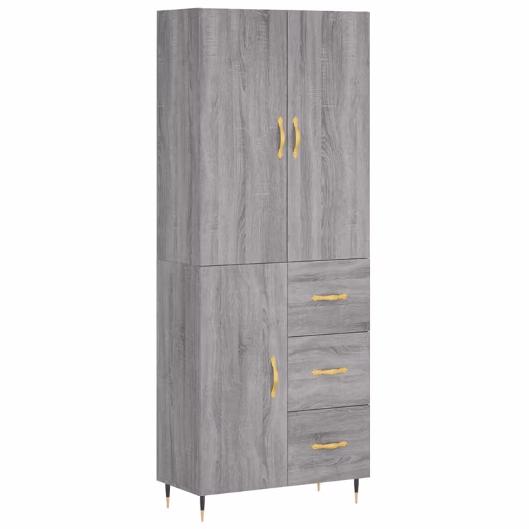 Credenza Grigio Sonoma 69,5x34x180 cm in Legno Multistrato
